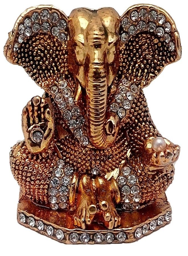 GCT Lord Ganesh Idol Ganesha Statue Ganpati Vinayaka Murti (B-42) Antique Gold Metal Statue for Home Décor Car Dashboard Mandir Pooja Murti Temple Puja Office Table Showpiece - Image 1